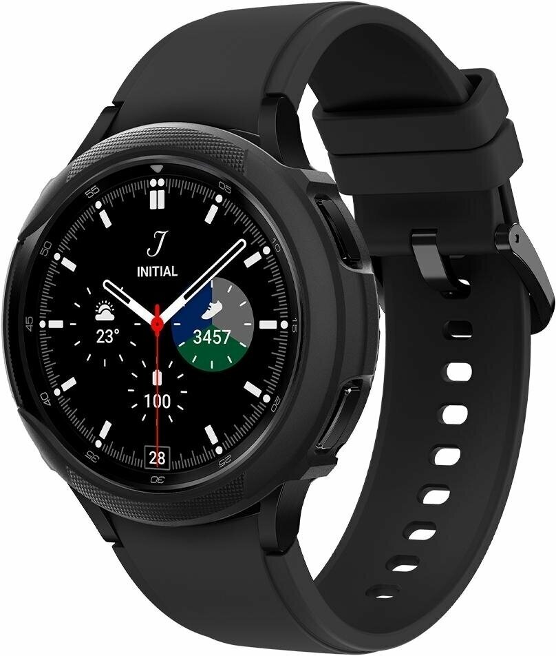 Чехол Spigen на Samsung Galaxy Watch 4 Classic (46 mm) (ACS03140) Liquid Air / Спиген для Галакси Вотч Противоударный, тонкий, черный