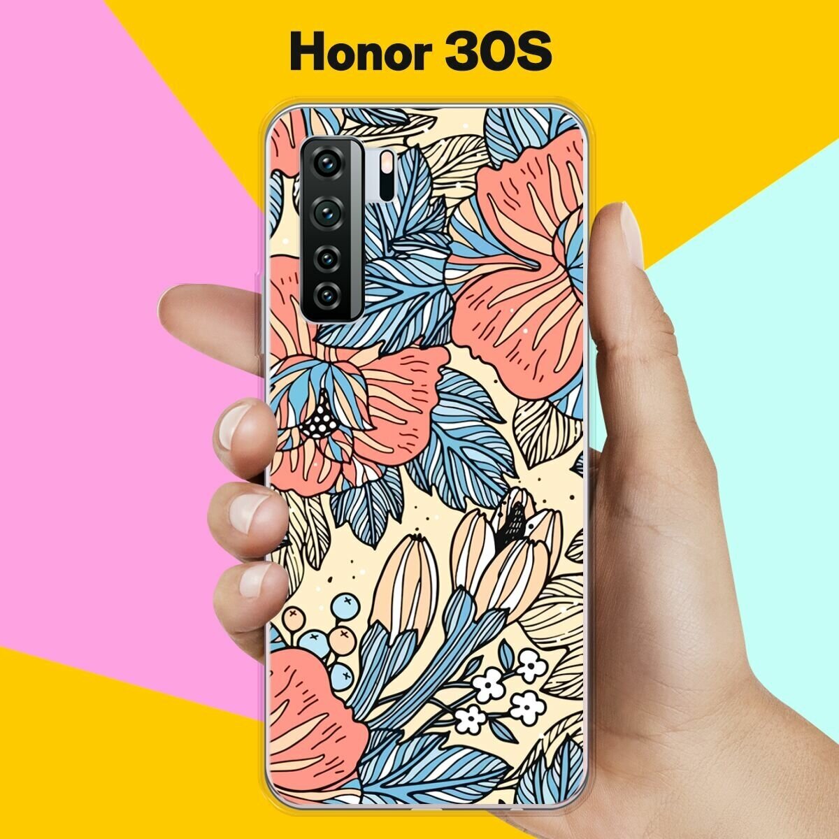 Силиконовый чехол на Honor 30S Цветочки / для Хонор 30С