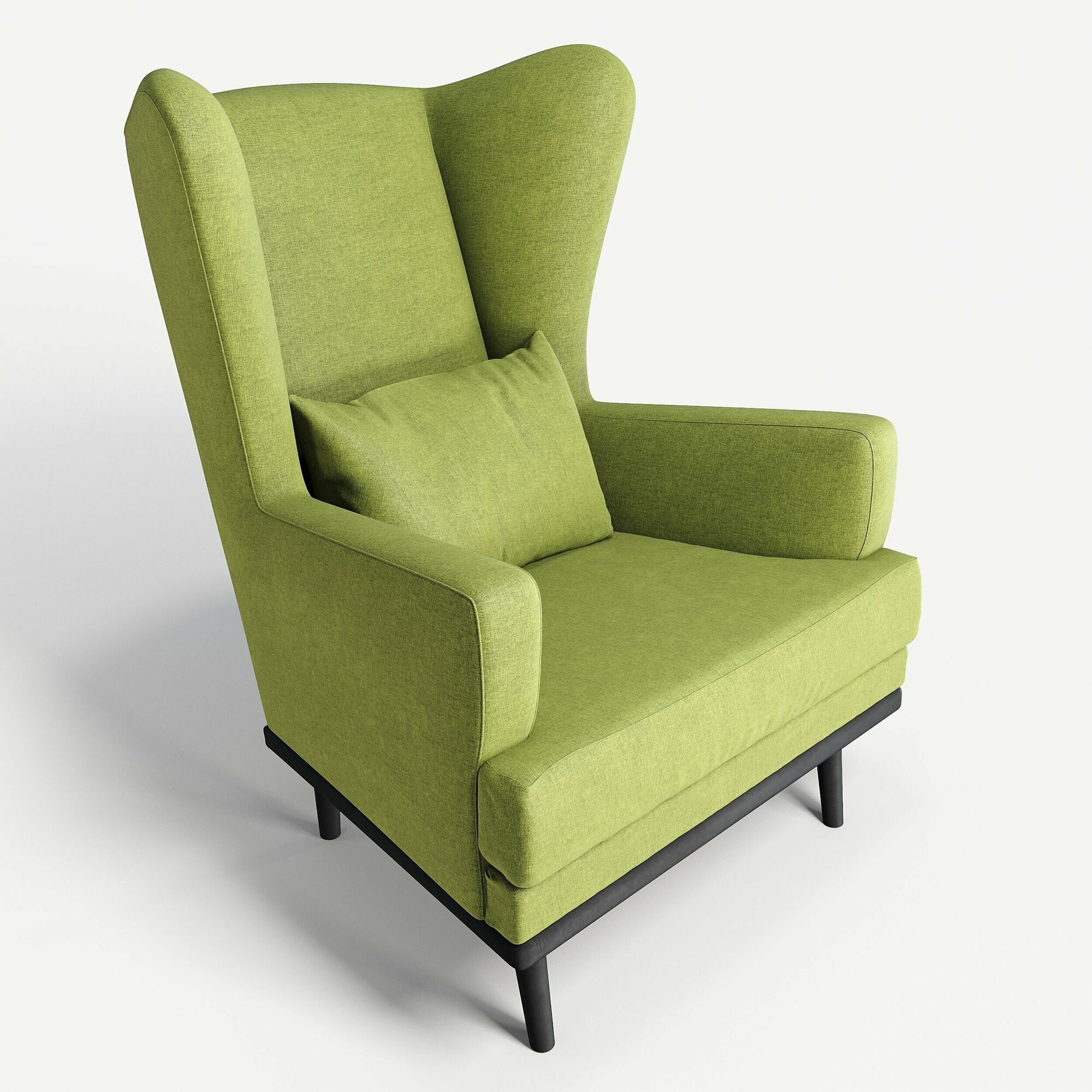 Кресло мягкое с ушами Фантазёр D-7 (зеленый) на высоких ножках, для отдыха и чтения книг. В гостиную, балкон, спальню и переговорную комнату.
