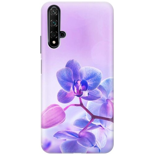 фото Cиликоновый чехол на huawei nova 5 / хуавей нова 5 с принтом "лиловые орхидеи" gosso