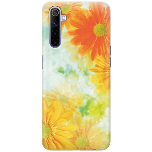 фото Cиликоновый чехол на realme 6 / рилми 6 с принтом "оранжевые цветы" gosso