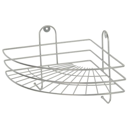 Полка для ванной угловая Del Mare, с крючками, 23 x 23 x 19 см, хром