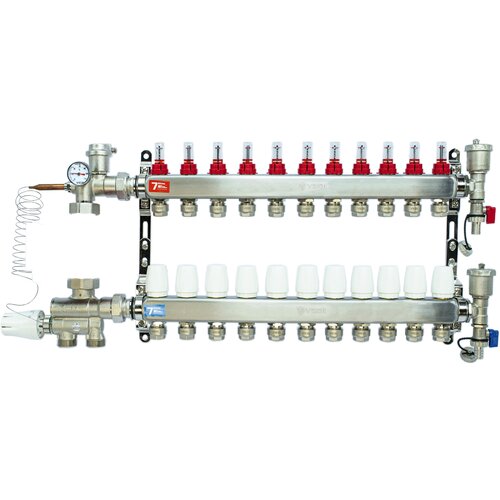 Комплект для водяного теплого пола до 180 кв/м Коллектор 11 контуров