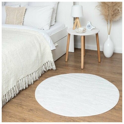 Ковер Zig-Zag диаметр 100 см, молочный, 70 процентов хлопок, 30 процентов п/э, 1500 г/м2