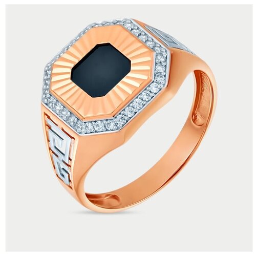 фото Кольцо мужское из розового золота с фианитами (арт. ракд677-3992) (22,5 / 4,87 / 4500000331006) gold center