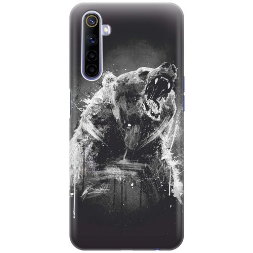 фото Cиликоновый чехол на realme 6 / рилми 6 с принтом "разъяренный медведь" gosso