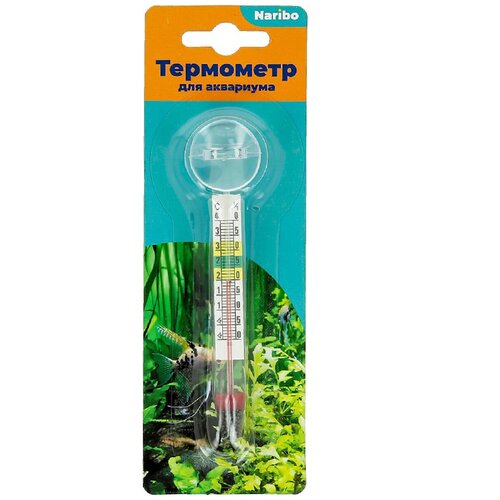 Термометр для аквариума Naribo стеклянный на присоске 12 см 216₽
