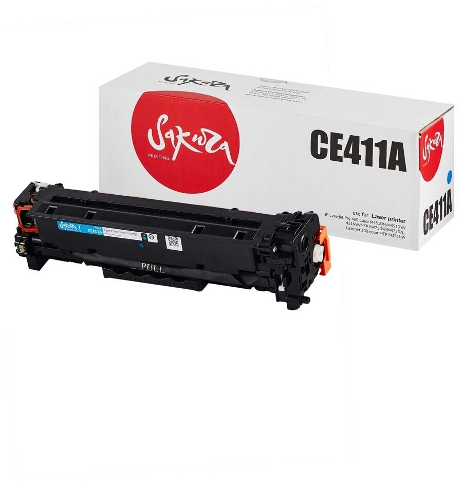 Картридж CE411A для HP Color LaserJet M451dn, M351a, M451nw, M475dn голубой