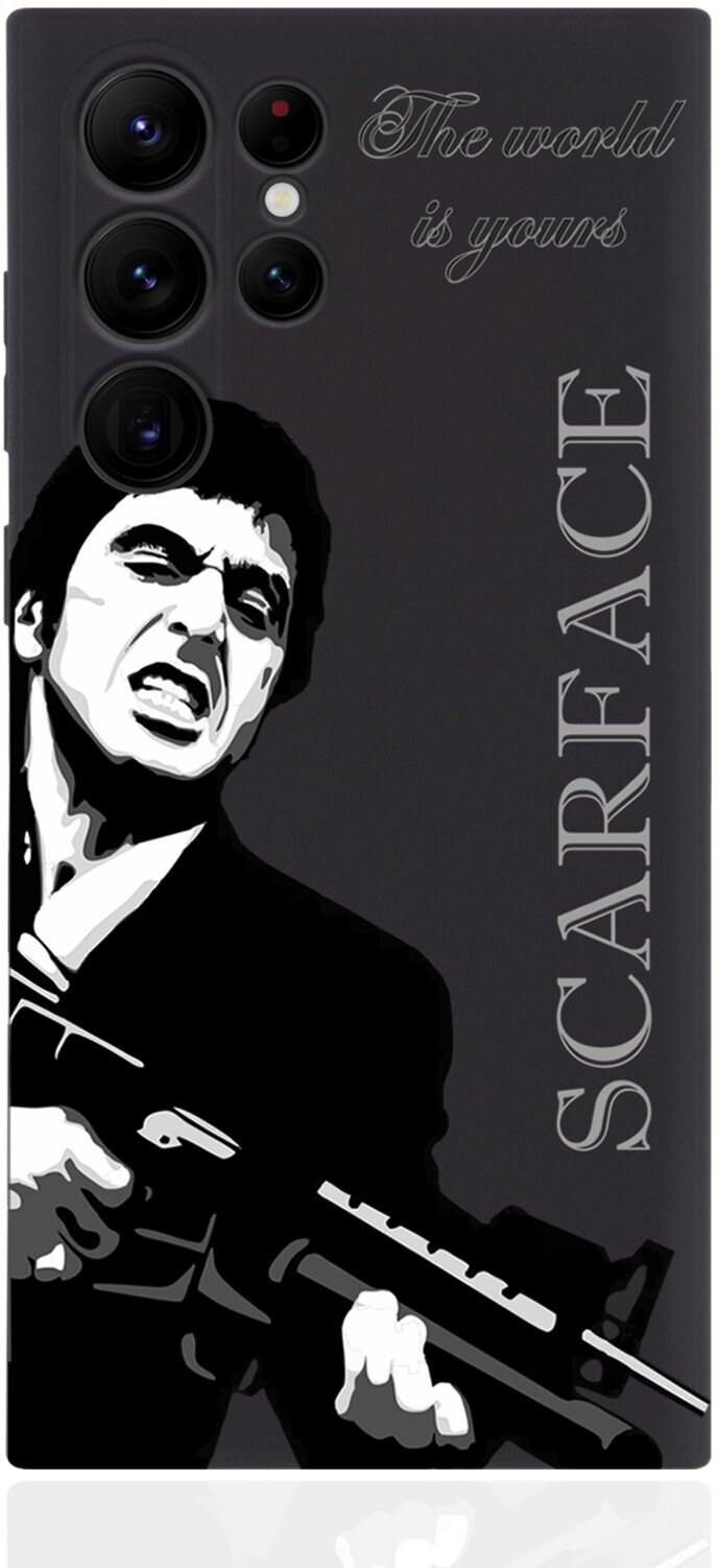 Черный силиконовый чехол MustHaveCase для Samsung Galaxy S23 Ultra Scarface Tony Montana/ Лицо со шрамом