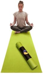 Коврик для йоги и фитнеса детский RamaYoga Yin-Yang PRO, зеленый, размер 150 х 60 х 0,45 см