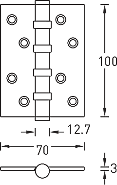 петля универсальная латунь a010-c 100*70*3-4bb-132 матовый хром Palladium - фото №2