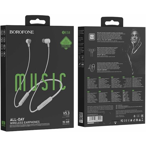Наушники внутриканальные Borofone BE58 серые Для спорта 85200₽
