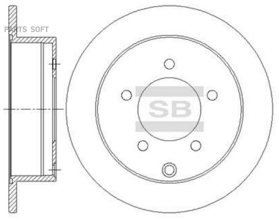 SANGSIN BRAKE SD4333 Диск тормозной MITSUBISHI LANCER 08- задний D 262мм.