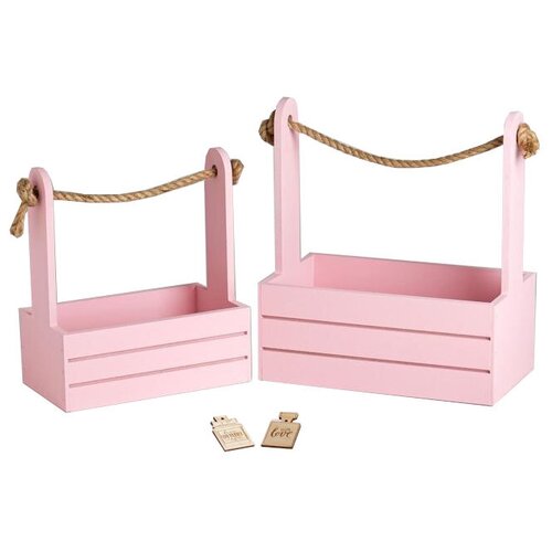 фото Ящик дарите счастье набор 2 в 1 с шильдиком with love 25х15х30, 21х12х23 см розовый