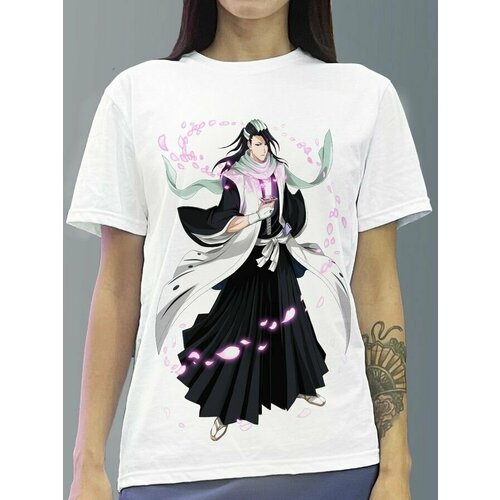 фото Футболка женская белая молочный оттенок из хлопка с dtf принтом bleach аниме - 634 будь на стиле
