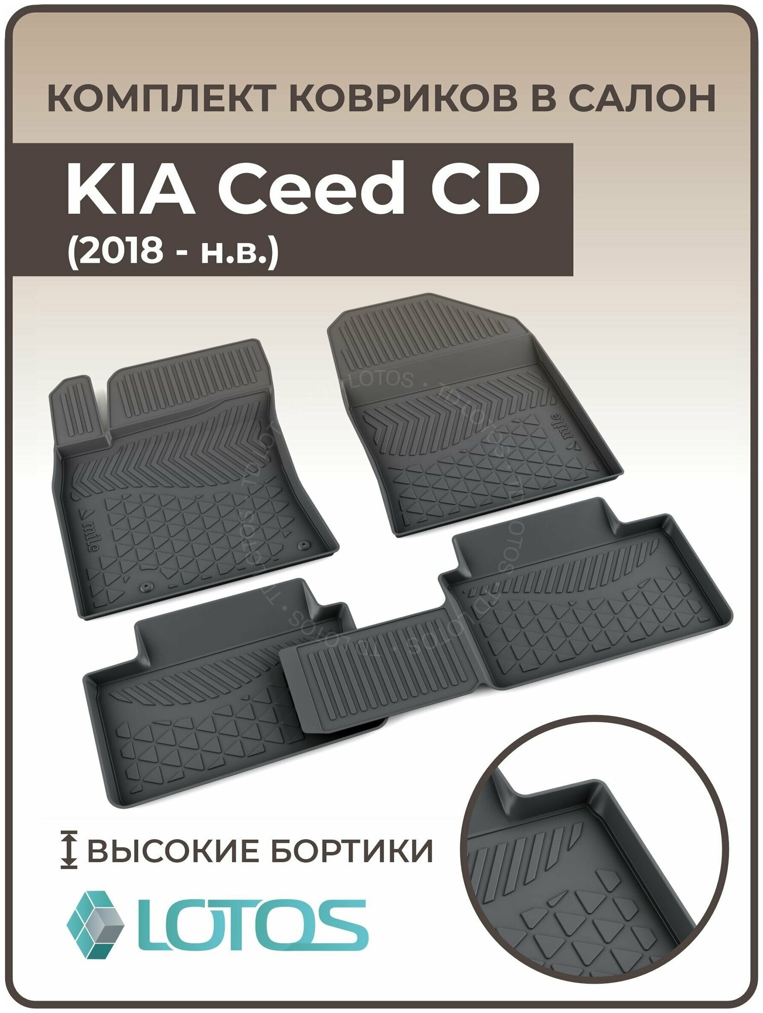 Коврики автомобильные для салона KIA Ceed CD (2018-н. в.) /Коврики в машину Киа Сид СД /Автоковрики резиновые ( Полиуретановые)