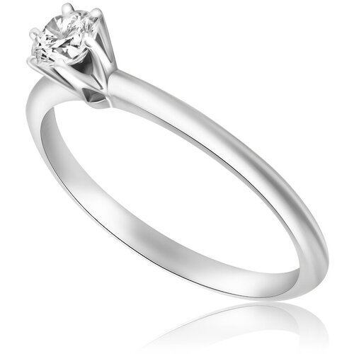 Кольцо помолвочное 1RBC, белое золото, 585 проба, бриллиант, размер 18