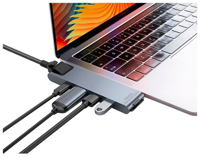 USB-концентратор Baseus (CAHUB-L0G) для MacBook Pro (Deep Grey) - фото №2