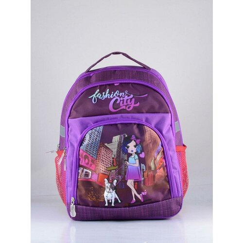 Рюкзак с уплотнённой спинкой Т2102-2 35см (со светоотражающими элементами) Девочка фиолетовый (п/упаковка) (13992)