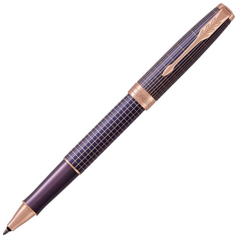 Ручка роллер Parker Sonnet Chiselled Silver Purple Matrix PGT 1931544