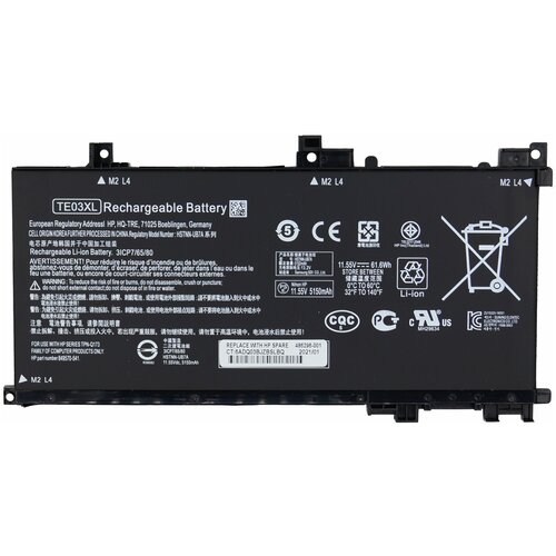 Аккумулятор OEM (совместимый с TE03XL, HSTNN-UB7A) для ноутбука HP Pavilion 15-bс черный 11.4V 4500mAh черный