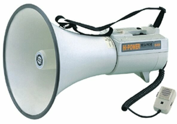 SHOW ER68S Мегафон 45 Вт, 15 В, выносной микрофон, сирена, вх. AUX, вес 3,3 кг, алюминий