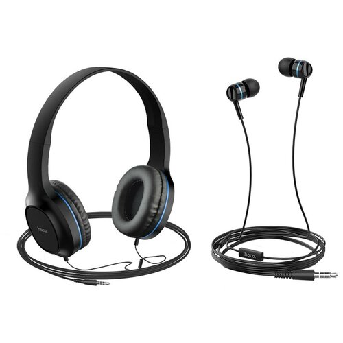 Проводные наушники с микрофоном полноразмерные Hoco W24 Enlighten вакуумные 35 Jack голубой 1 шт 129900₽