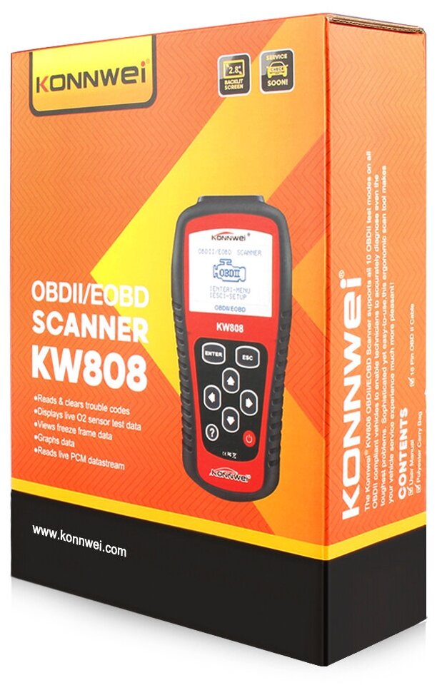 Автомобильный сканер OBDll / EOBD Konnwei kw808