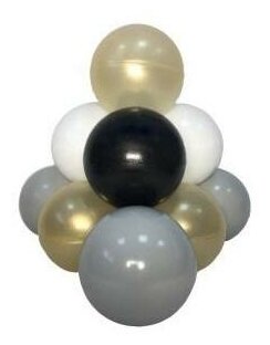 Комплект шариков Золотой песок (150 шт: золотой, белый, черный, серый) для сухого бассейна - фотография № 2