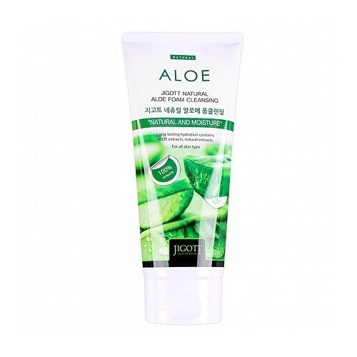 Пенка для лица с алоэ, NATURAL ALOE FOAM CLEANSING, Jigott, 8809541281563