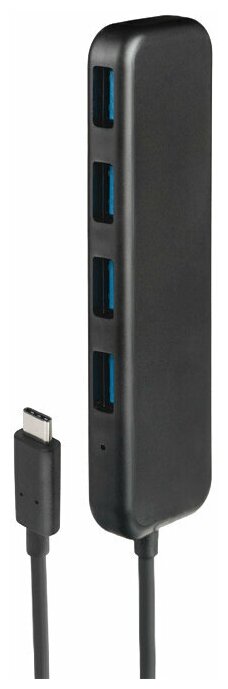 Разветвитель USB ROMBICA Type-C Hub, USB 3.0 x 4, пластик, черный