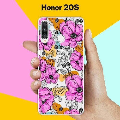 Силиконовый чехол на Honor 20S Фиолетовые цветы / для Хонор 20С