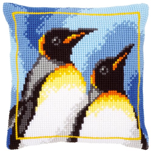 фото Vervaco набор для вышивания подушка королевские пингвины 40 х 40 см (pn-0147725)