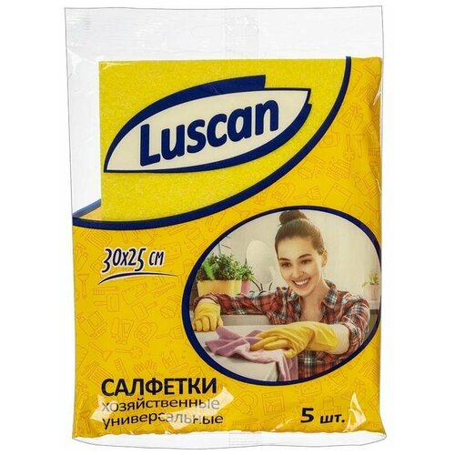Салфетки хозяйственные Luscan универсальн вискоза 60-70г/м2 30х25 см 5шт/уп, 10 уп