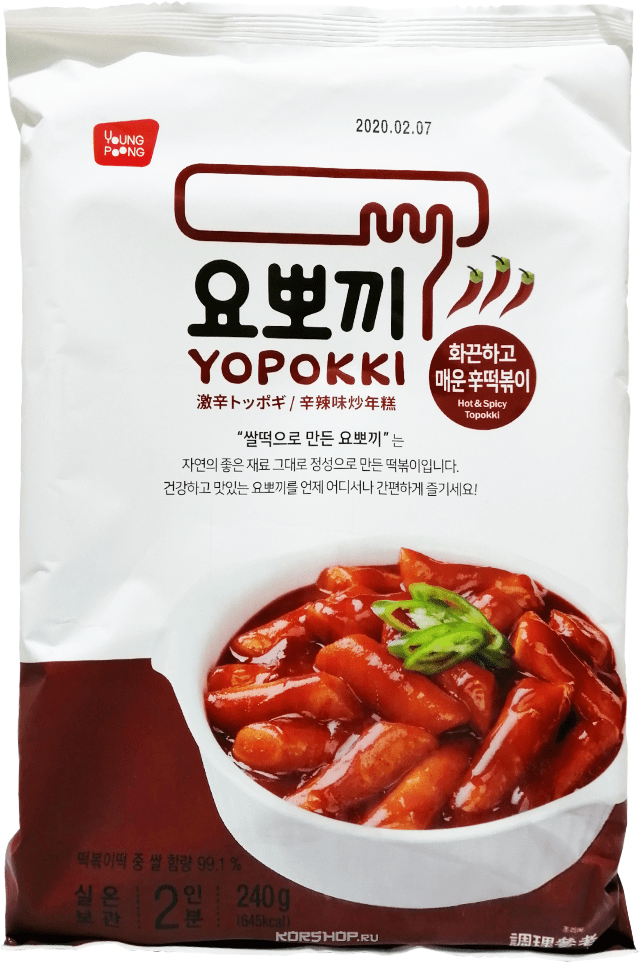 Hot&Spicy Topokki/Токпокки Остро-пряный (рисовые палочки с соусом), пауч 240 гр