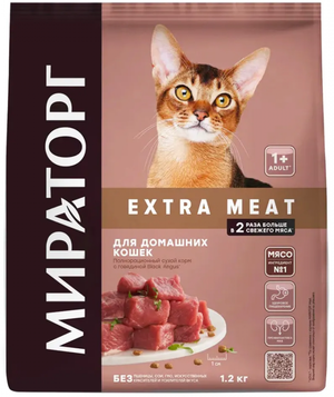 Сухой корм Мираторг Winner EXTRA MEAT для домашних кошек старше 1 года, с говядиной