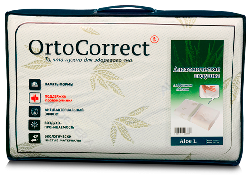 Подушка ортопедическая OrtoCorrect AV (aloe) без выемки L - фотография № 6