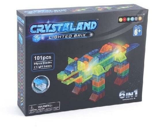 Crystaland Светящийся конструктор Crystaland "Животные" 6 в 1, 101 деталь