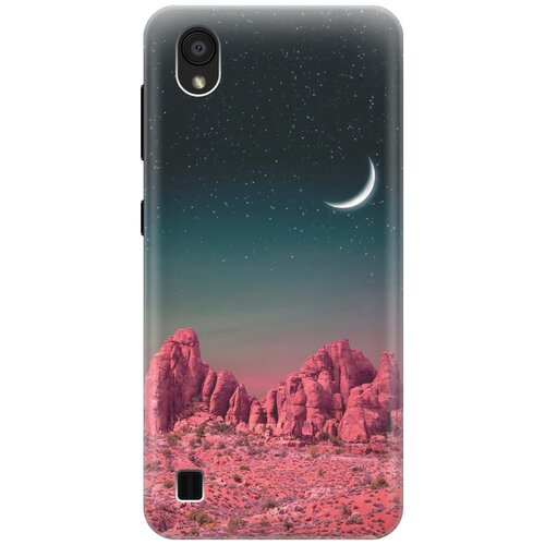 фото Cиликоновый чехол на zte blade a5 (2019) / зте блейд а5 2019 с принтом "месяц над розовыми горами" gosso