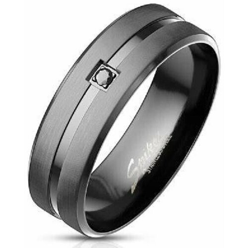 Кольцо обручальное Spikes, фианит, размер 19.5, черный кольцо мужское из нержавеющей стали трапециевидное матовое с именем на заказ