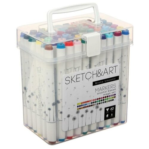 Набор художественных маркеров 60 цветов SKETCH&ART Мега, в пенале