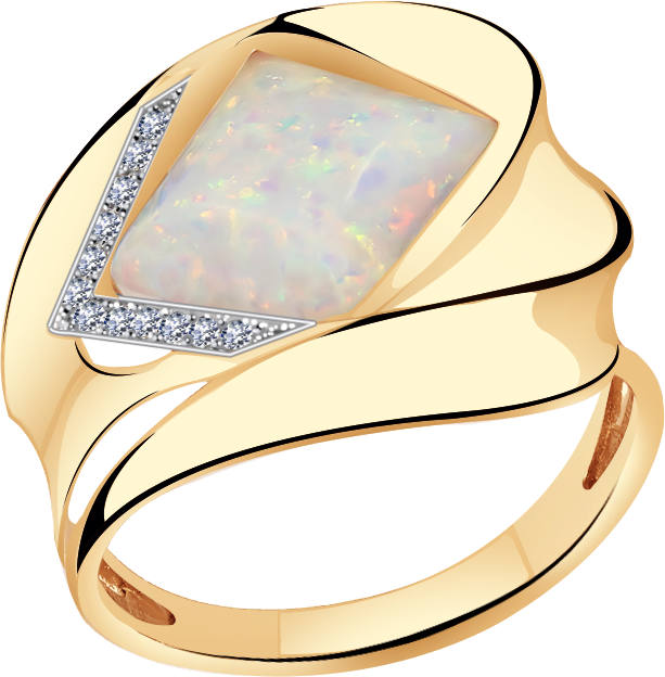 Кольцо Diamant online, золото, 585 проба, фианит, опал