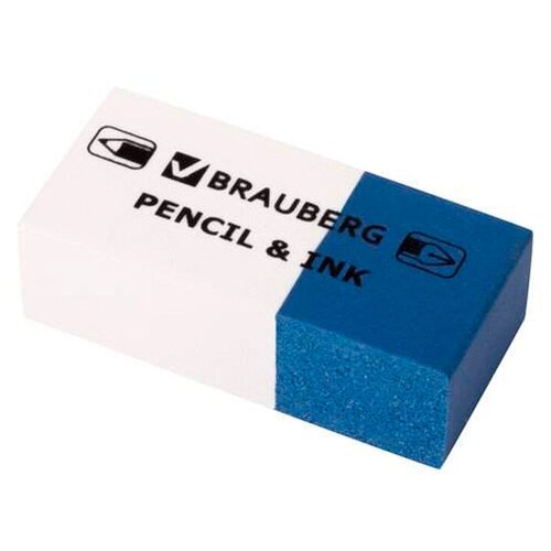Ластик PENCIL & INK 39*18*12мм, для ручки и карандаша, бело-синий 229578 BRAUBERG ластик pencil s friend