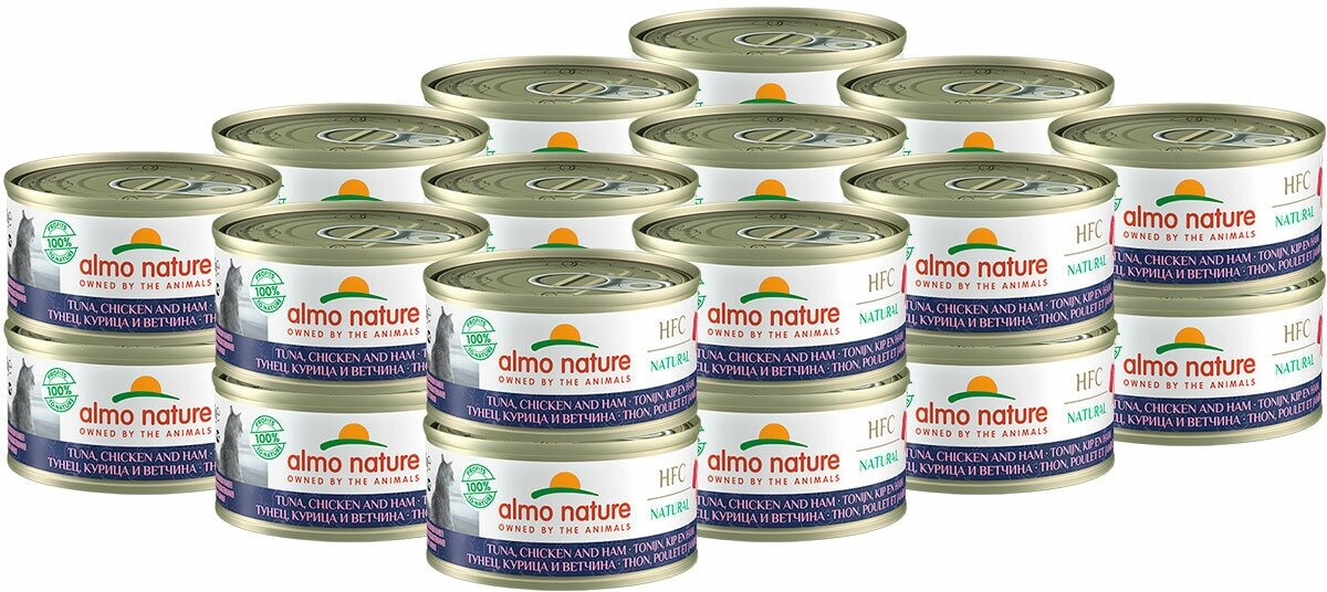 Almo Nature / Консервы Алмо Натюр для кошек Тунец Курица и Ветчина (цена за упаковку) - фото №3