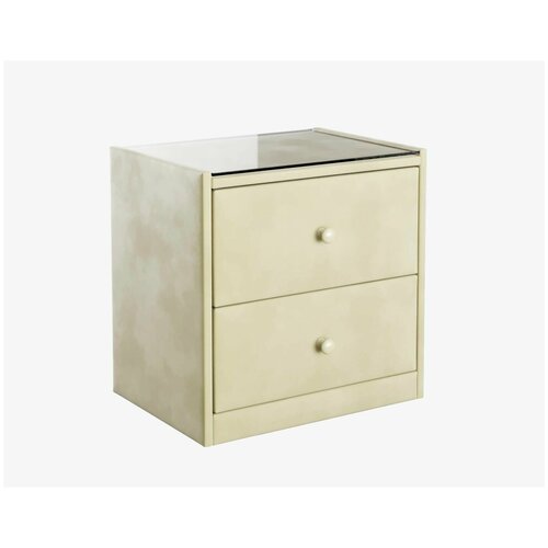 Тумба прикроватная Куба Ловерс Бежевый спальное с ящиками обивка стекло 9450₽