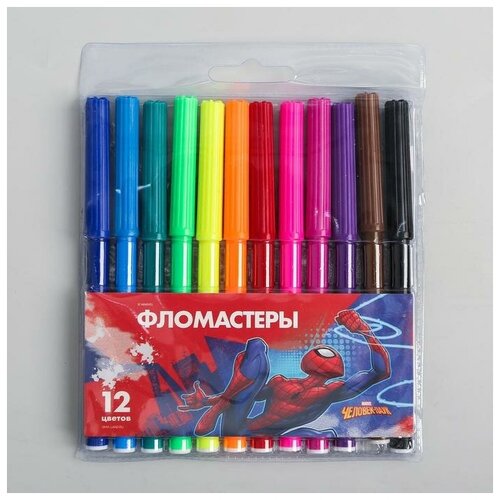 Фломастеры, 12 цветов, Человек-паук