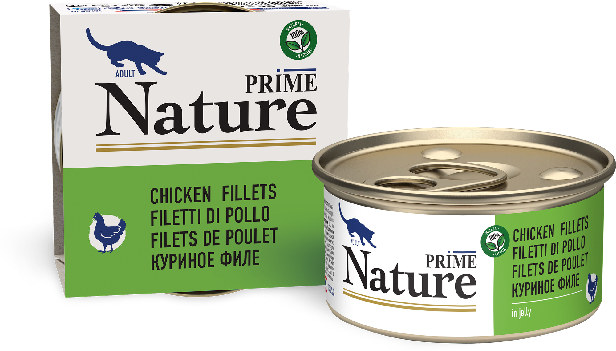 Влажный корм Prime Nature для любых кошек куриное филе в желе 85гр