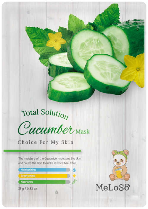 MeLoSo тканевая маска Total Solution Cucumber с огурцом, 25 г