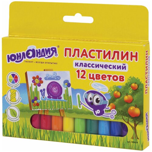 Пластилин Юнландия Юнландик-живописец 12 цветов (105029) 12 цв. пластилин классический юнландия юнландик живописец 12 цветов 240 г высшее качество 105029