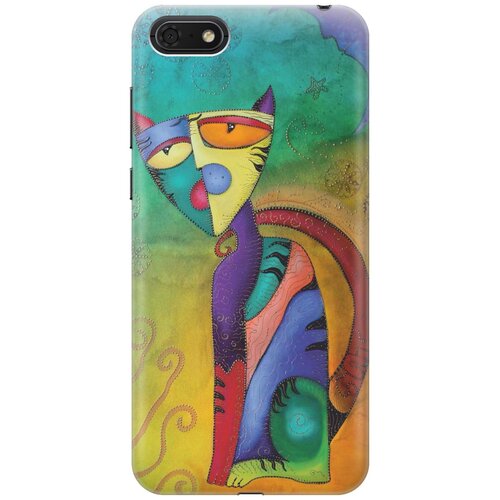 фото Re:paчехол - накладка artcolor для huawei y5 (2018) / y5 prime (2018) / honor 7s / honor 7a с принтом "разноцветный котик"